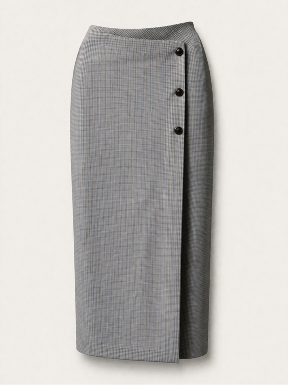 Babaton Gray Plaid Wrap Maxi Skirt
